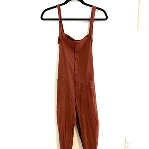 Rust-colored button front jumper